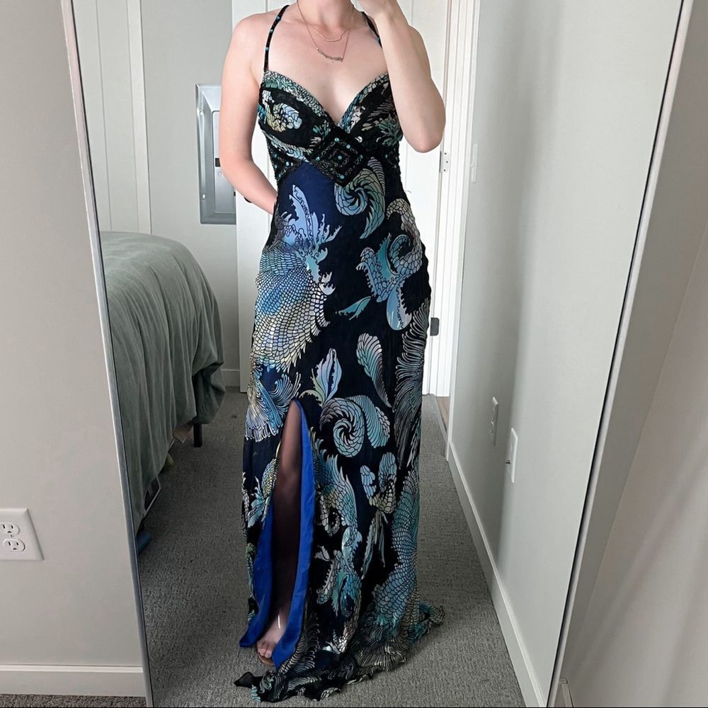 Dave & Johnny By Laura Ryner Silk Cut Out Gown Size 7/8 - Picture 2 of 10